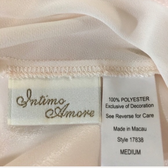 Vintage Intimo Amore Pink Lace Trim Satin Nightgown Size Medium - Picture 9 of 9